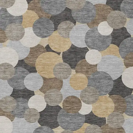 Gray And Chocolate Geometric Washable Indoor Outdoor Area Rug Photo 2