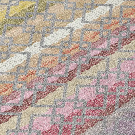 Gray And Chocolate Striped Washable Indoor Outdoor Area Rug Photo 6