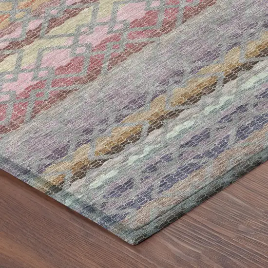 Gray And Chocolate Striped Washable Indoor Outdoor Area Rug Photo 5