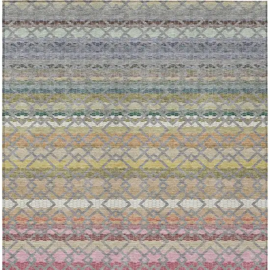 Gray And Chocolate Striped Washable Indoor Outdoor Area Rug Photo 4