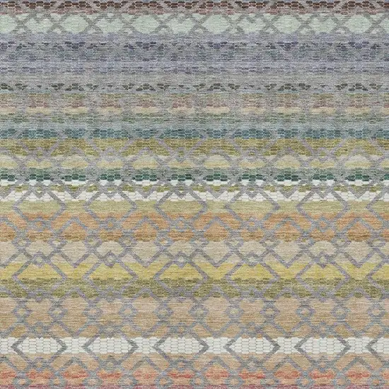 Gray And Chocolate Striped Washable Indoor Outdoor Area Rug Photo 3