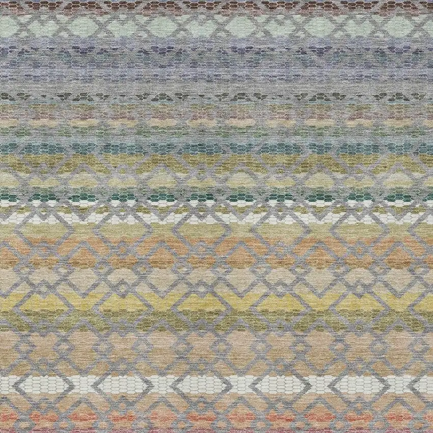 Gray And Chocolate Striped Washable Indoor Outdoor Area Rug Photo 3