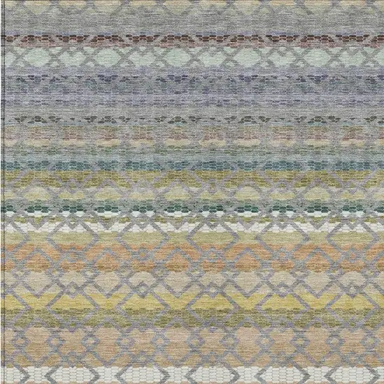 Gray And Chocolate Striped Washable Indoor Outdoor Area Rug Photo 3