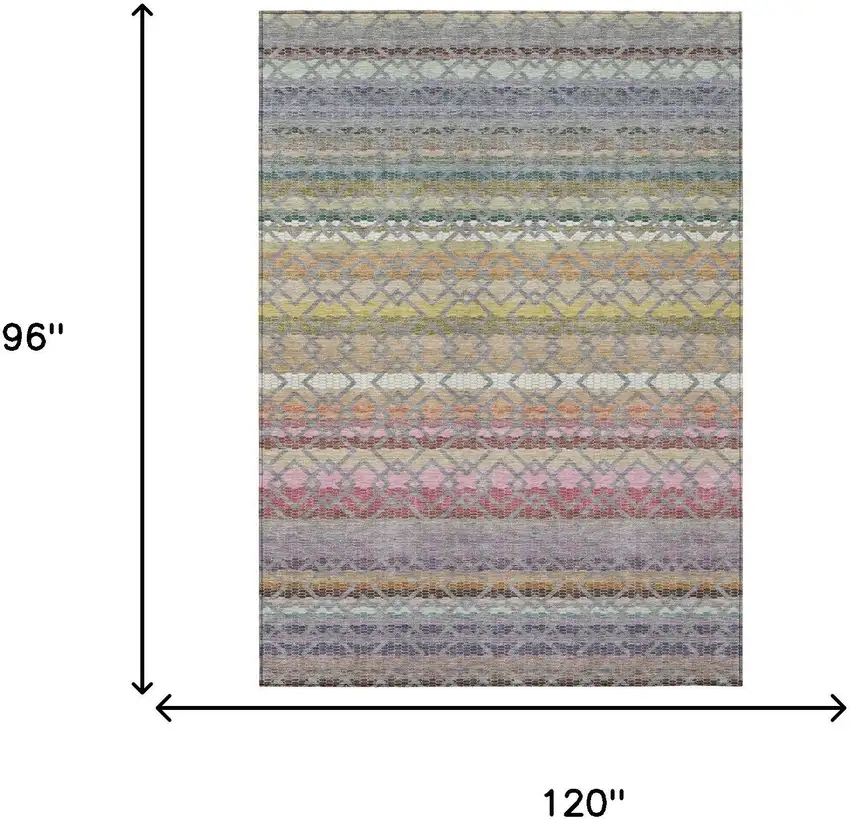 Gray And Chocolate Striped Washable Indoor Outdoor Area Rug Photo 7