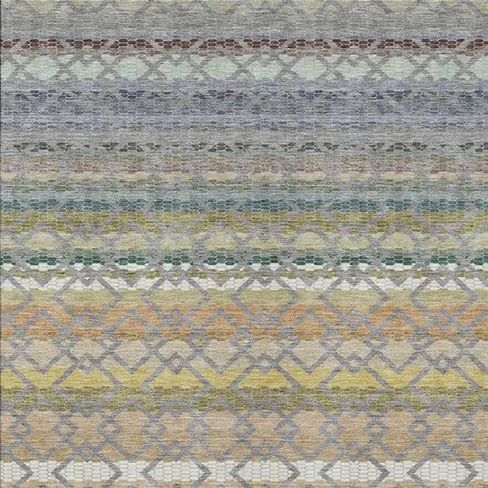 Gray And Chocolate Striped Washable Indoor Outdoor Area Rug Photo 3