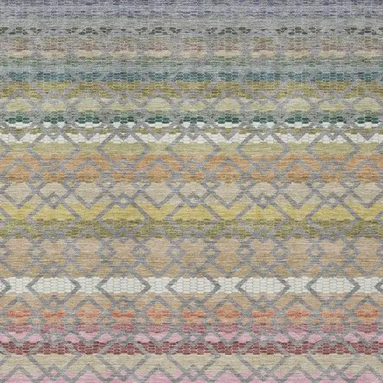Gray And Chocolate Striped Washable Indoor Outdoor Area Rug Photo 3