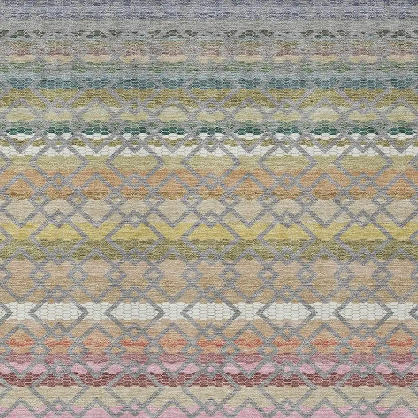 Gray And Chocolate Striped Washable Indoor Outdoor Area Rug Photo 3