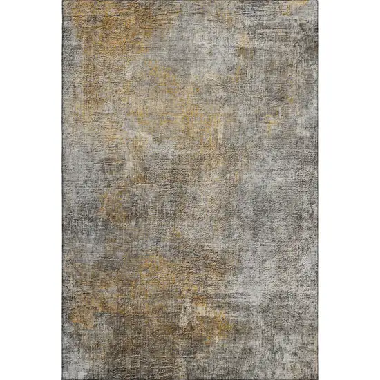 Gray And Copper Abstract Washable Area Rug With UV Protection Photo 2