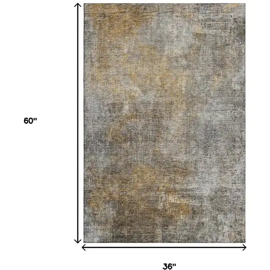 Gray And Copper Abstract Washable Area Rug With UV Protection Photo 3