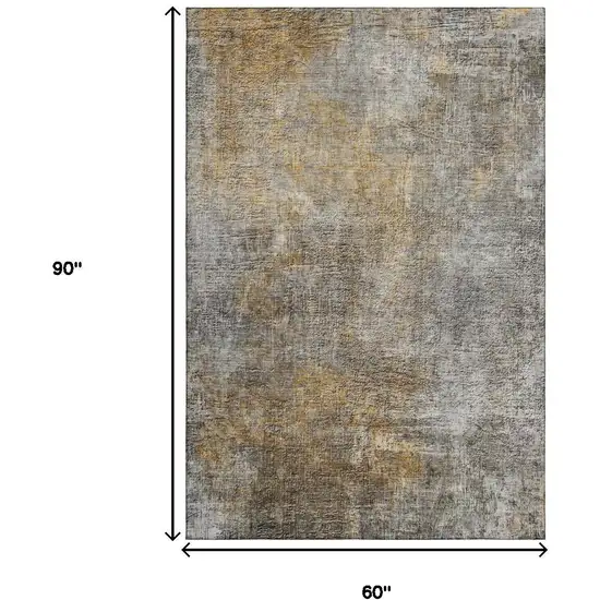 Gray And Copper Abstract Washable Area Rug With UV Protection Photo 3