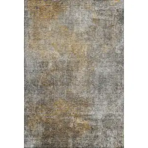 Photo of Gray And Copper Abstract Washable Area Rug With UV Protection