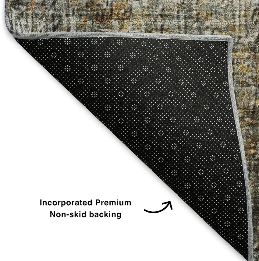 Gray And Copper Abstract Washable Area Rug With UV Protection Photo 7