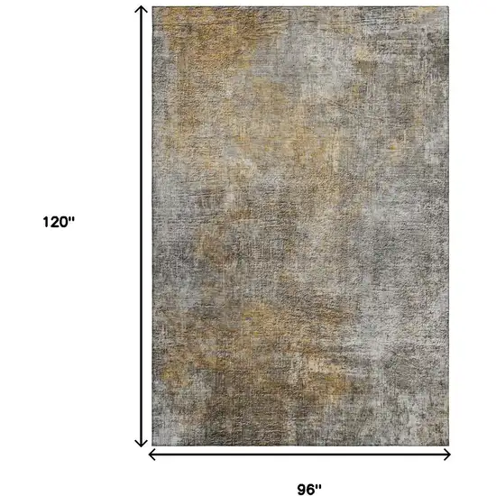 Gray And Copper Abstract Washable Area Rug With UV Protection Photo 6