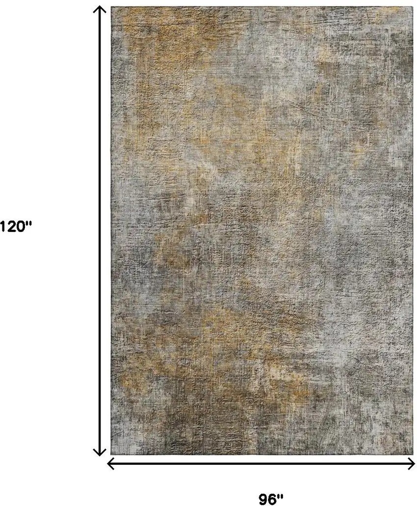 Gray And Copper Abstract Washable Area Rug With UV Protection Photo 6