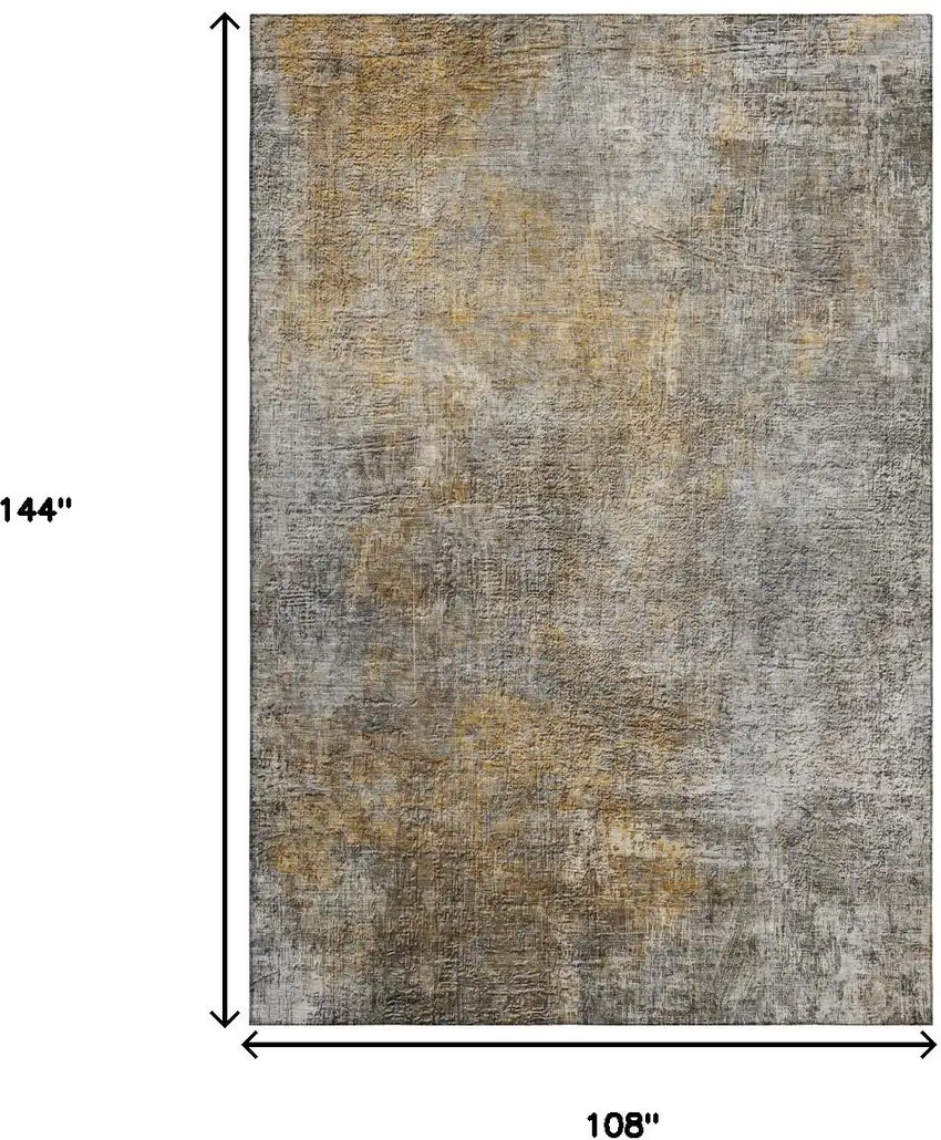 Gray And Copper Abstract Washable Area Rug With UV Protection Photo 5
