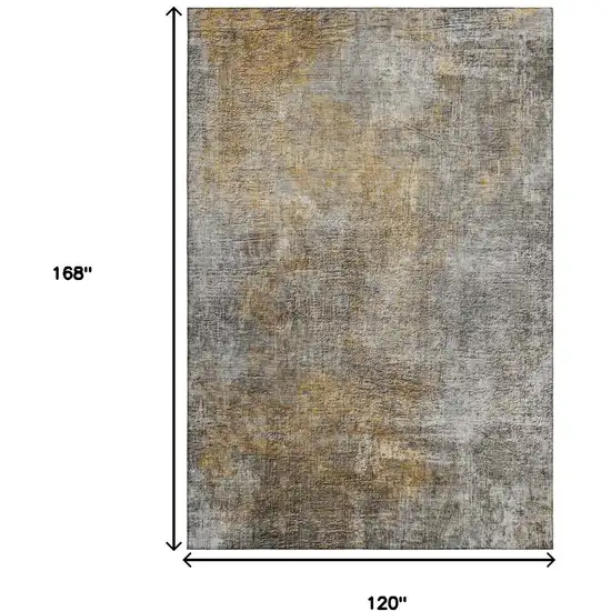 Gray And Copper Abstract Washable Area Rug With UV Protection Photo 5