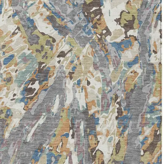 Gray And Copper Abstract Washable Indoor Outdoor Area Rug Photo 2