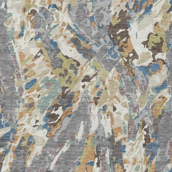 Gray And Copper Abstract Washable Indoor Outdoor Area Rug Photo 2