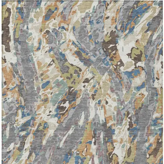 Gray And Copper Abstract Washable Indoor Outdoor Area Rug Photo 3