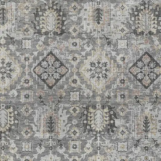Gray And Copper Floral Medallion Washable Indoor Outdoor Area Rug Photo 3