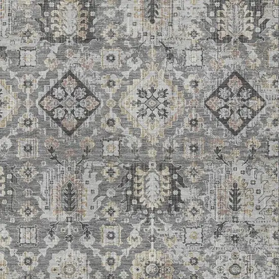 Gray And Copper Floral Medallion Washable Indoor Outdoor Area Rug Photo 4