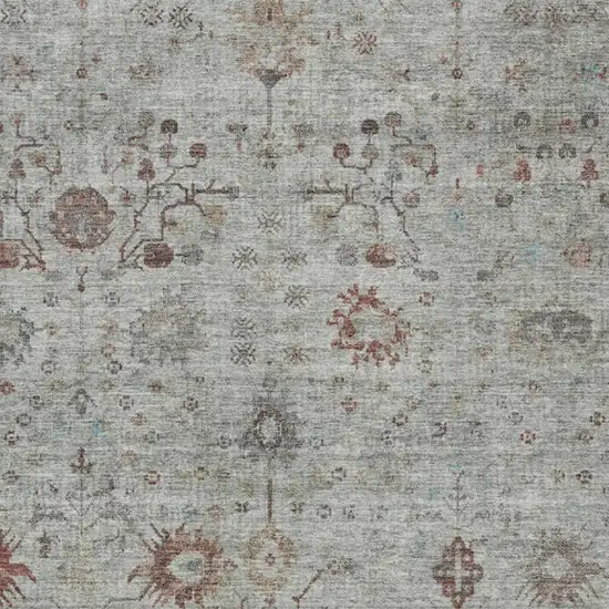 Gray And Copper Floral Washable Indoor Outdoor Area Rug Photo 4