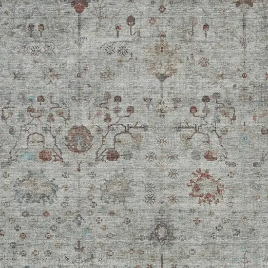 Gray And Copper Floral Washable Indoor Outdoor Area Rug Photo 3