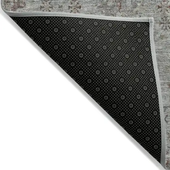 Gray And Copper Floral Washable Indoor Outdoor Area Rug Photo 7