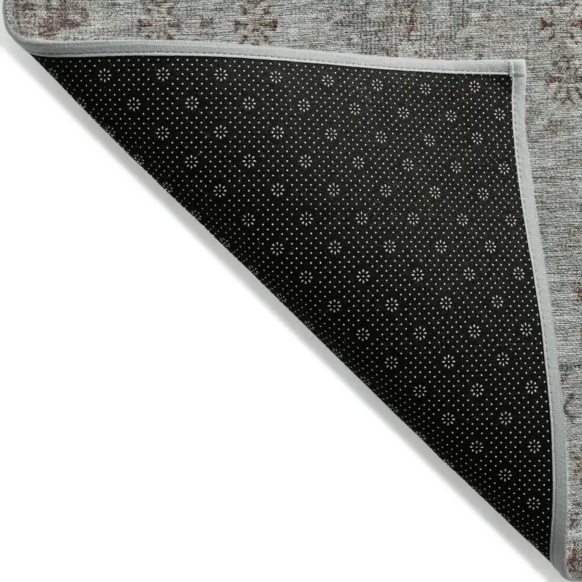 Gray And Copper Floral Washable Indoor Outdoor Area Rug Photo 7