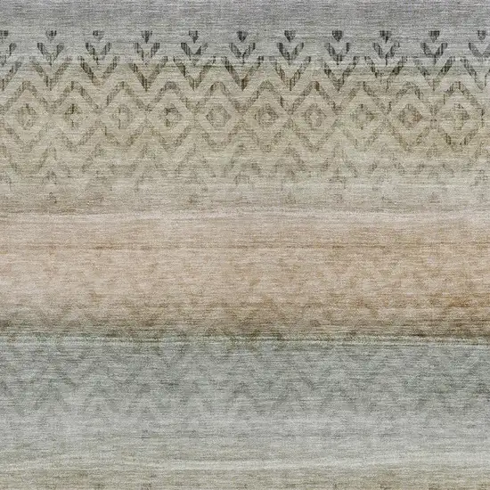 Gray And Copper Geometric Washable Indoor Outdoor Area Rug Photo 3