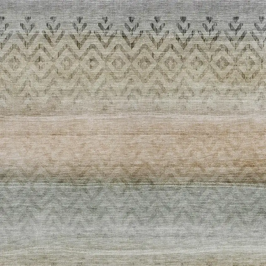 Gray And Copper Geometric Washable Indoor Outdoor Area Rug Photo 3