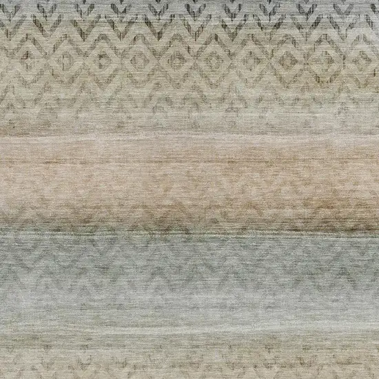 Gray And Copper Geometric Washable Indoor Outdoor Area Rug Photo 3