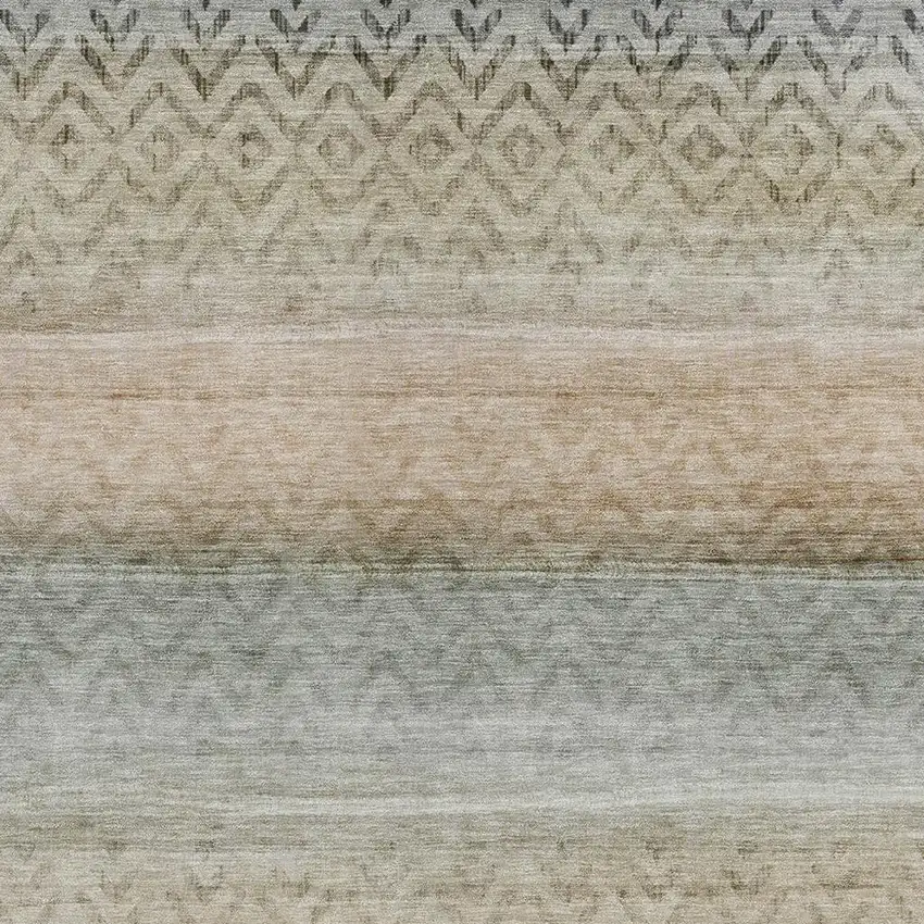 Gray And Copper Geometric Washable Indoor Outdoor Area Rug Photo 3