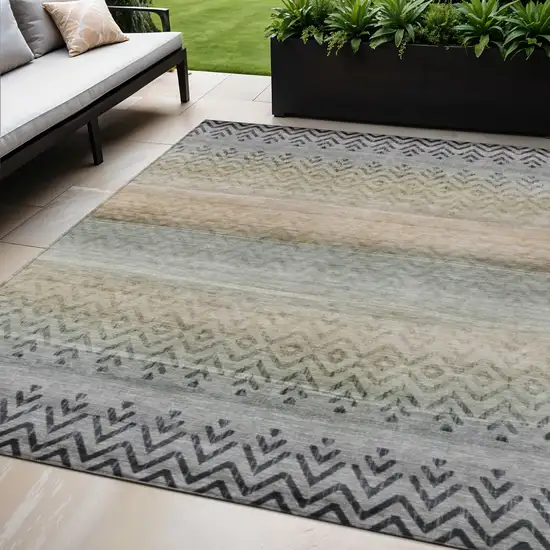 Gray And Copper Geometric Washable Indoor Outdoor Area Rug Photo 2