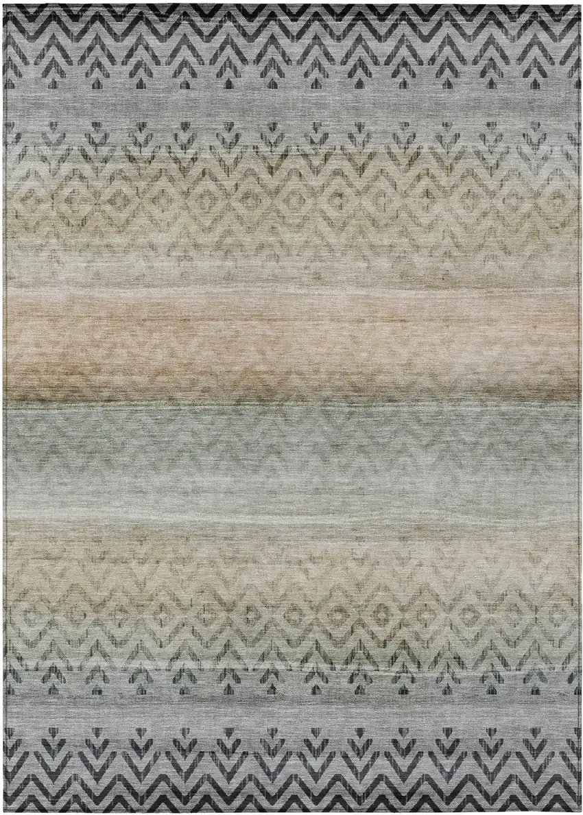 Gray And Copper Geometric Washable Indoor Outdoor Area Rug Photo 8