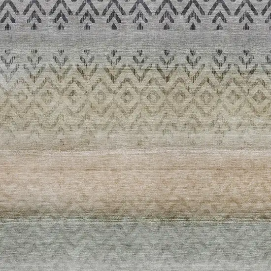 Gray And Copper Geometric Washable Indoor Outdoor Area Rug Photo 3