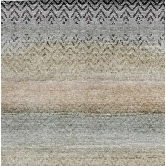 Gray And Copper Geometric Washable Indoor Outdoor Area Rug Photo 3
