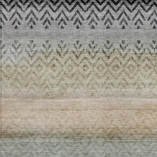 Gray And Copper Geometric Washable Indoor Outdoor Area Rug Photo 3