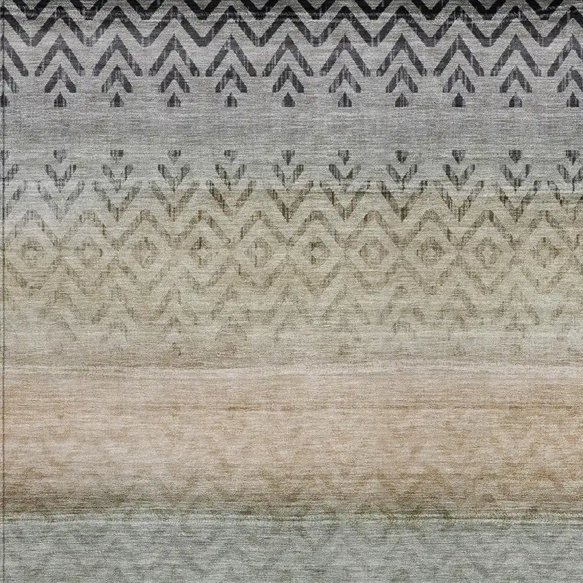 Gray And Copper Geometric Washable Indoor Outdoor Area Rug Photo 3