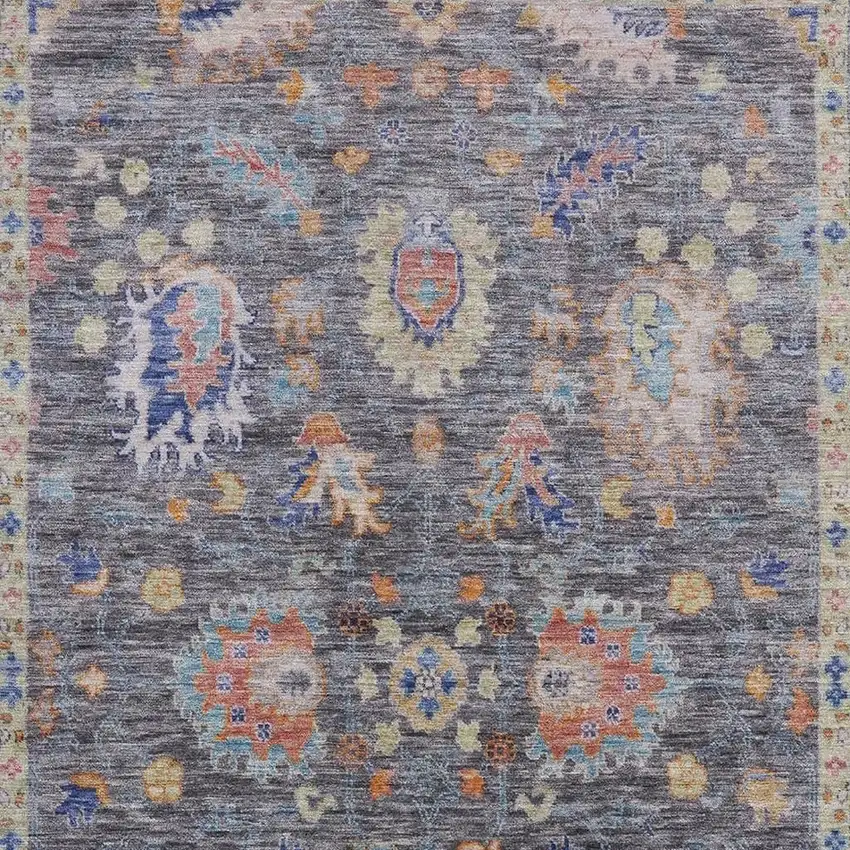 Gray And Copper Oriental Washable Area Rug With UV Protection Photo 3