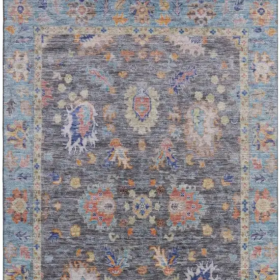 Gray And Copper Oriental Washable Area Rug With UV Protection Photo 4