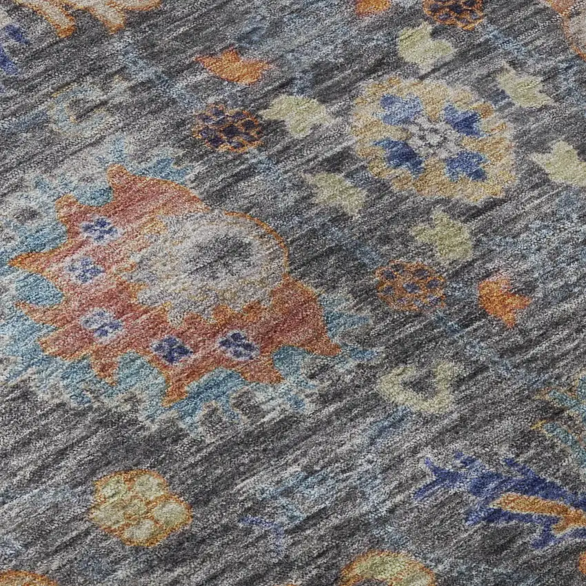 Gray And Copper Oriental Washable Area Rug With UV Protection Photo 8