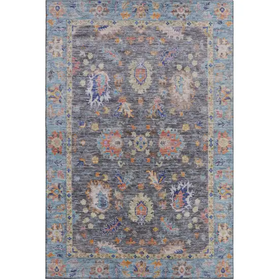 Gray And Copper Oriental Washable Area Rug With UV Protection Photo 2