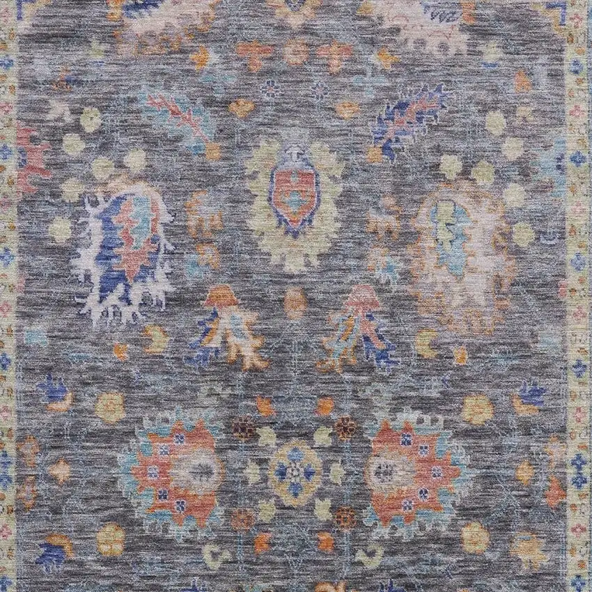 Gray And Copper Oriental Washable Area Rug With UV Protection Photo 3