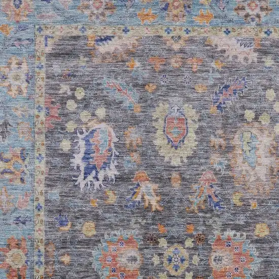 Gray And Copper Oriental Washable Area Rug With UV Protection Photo 3