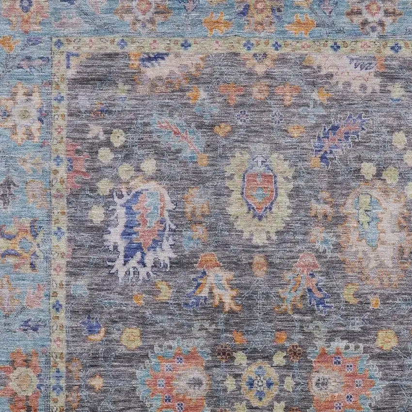 Gray And Copper Oriental Washable Area Rug With UV Protection Photo 3