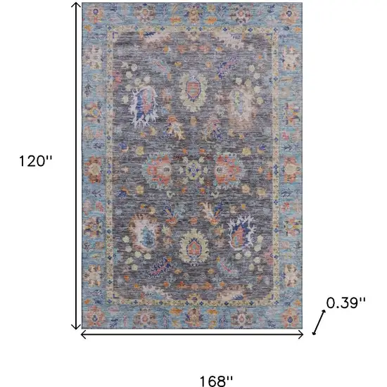 Gray And Copper Oriental Washable Area Rug With UV Protection Photo 9