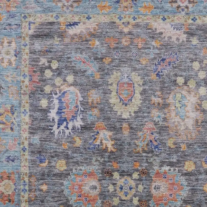 Gray And Copper Oriental Washable Area Rug With UV Protection Photo 3