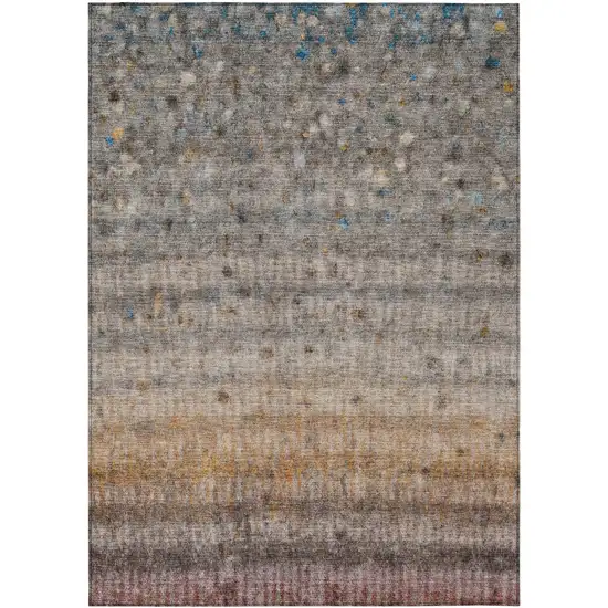Gray And Copper Striped Washable Indoor Outdoor Area Rug Photo 2