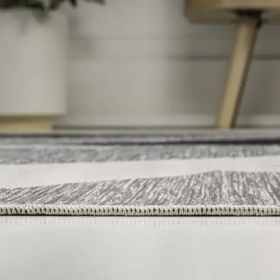 Gray And Cream Abstract Indoor Outdoor Area Rug Photo 9